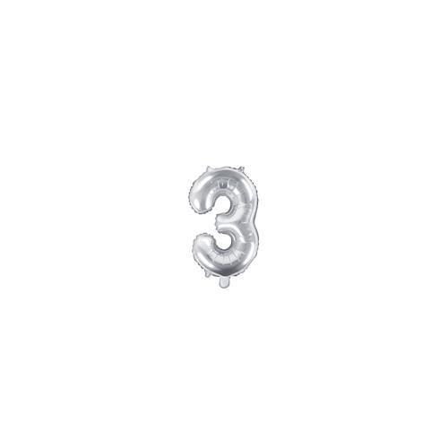 Folienballon silber Zahl 3