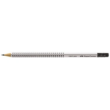 Faber-Castell Bleistift GRIP 2001 117201 mit Radierer B silbergrau Image