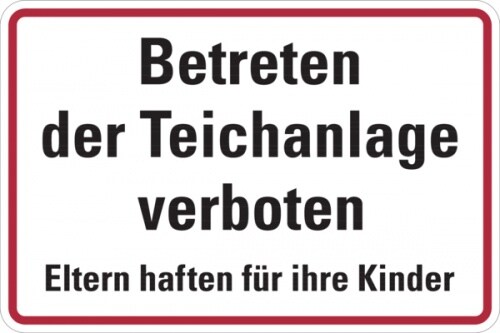 Hinweisschild, Betreten der Teichanlage verboten, 200 x 300 mm, Aluminium - 300x200x0.45 mm Aluminium geprägt Image