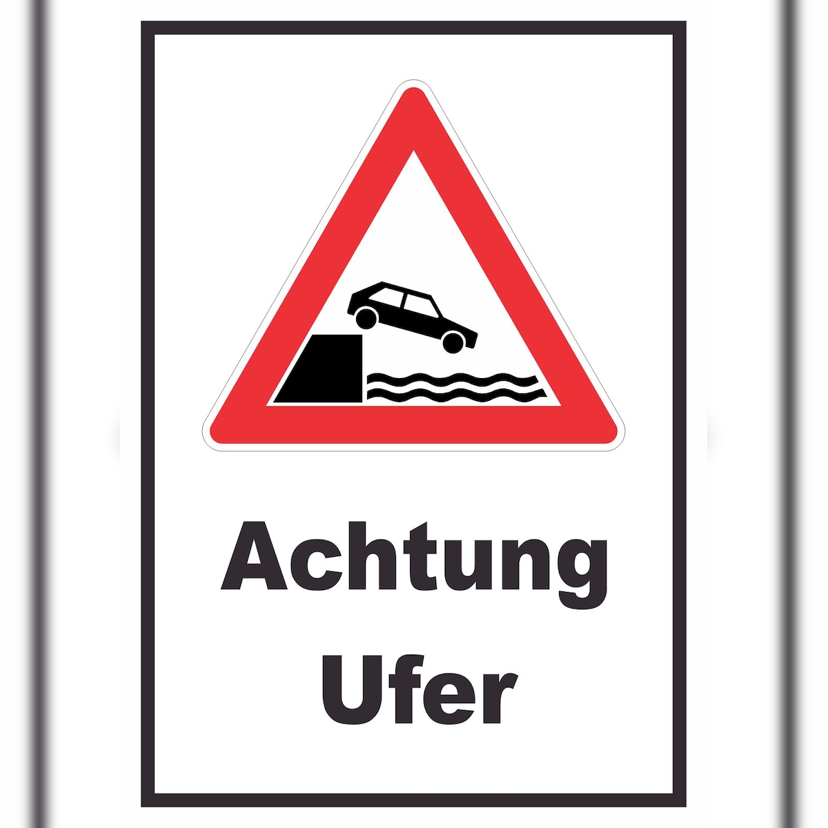 Achtung Ufer Schild A4 Rückseite selbstklebend Image
