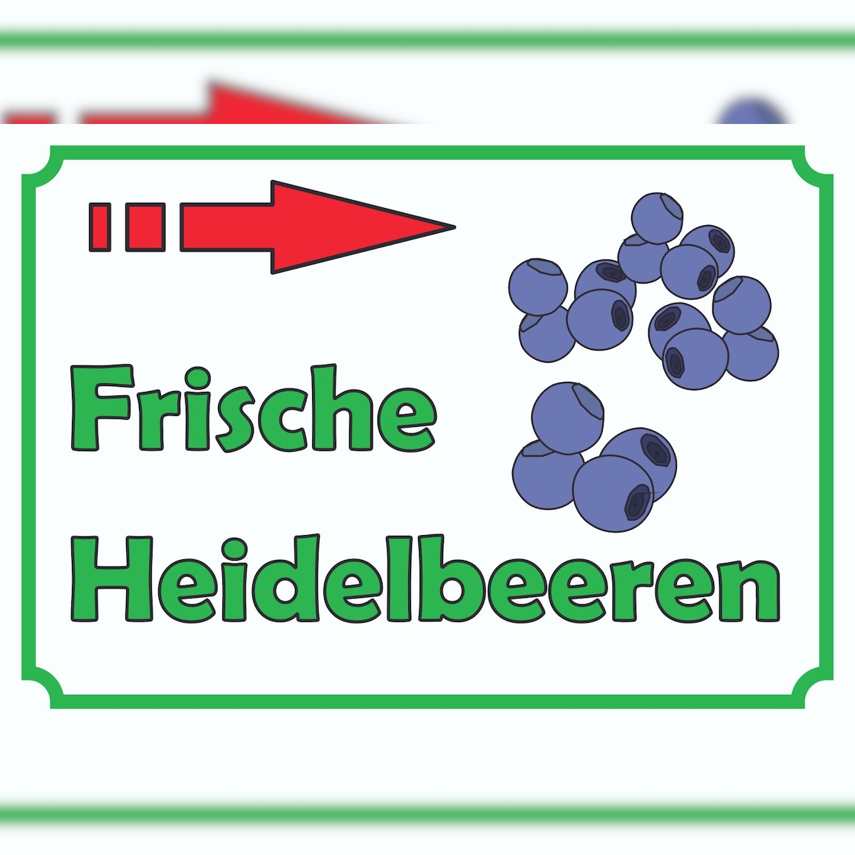 HB-Druck Verkaufsschild Schild Heidelbeeren rechts A6 Rückseite selbstklebend Image