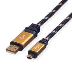 ROLINE GOLD USB 2.0 Kabel, Typ A - 5-Pin Mini, 0,8 m Image