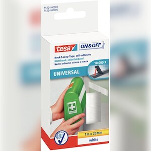 Tesa ON&OFF® Universal Klettband, weiß, 1m x 20 mm Image