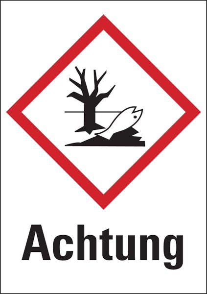 Aufkleber Gefahrstoffetiketten - Umwelt (GHS09) & Signalwort "Achtung" - 105 x 148 mm Folie selbstklebend Image