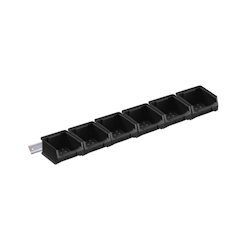 PROREGAL Wandleiste mit 6x Leitfähige Sichtlagerbox 1.0 | HxBxT 6,1x60,5x10cm | ESD, Wandhalterung, Kleinteileaufbewahrung, Sortimentsboxhalterung Image