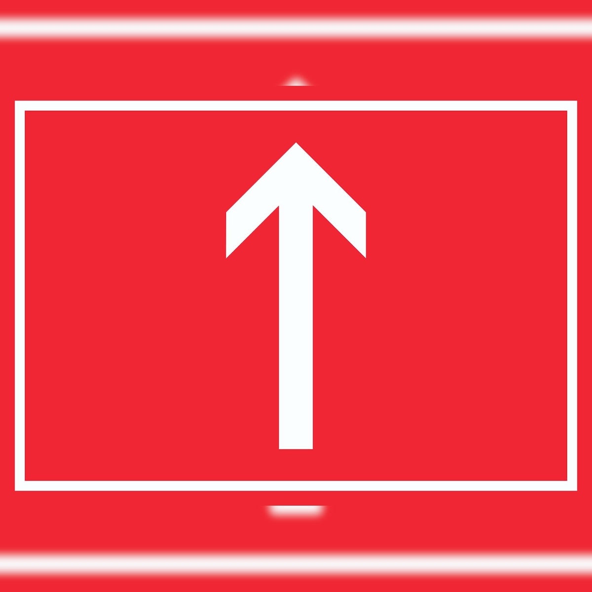 HB-Druck Richtungspfeil hoch Schild waagerecht weiss rot Pfeil A3 Rückseite selbstklebend Image