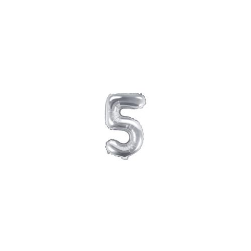 Folienballon silber Zahl 5