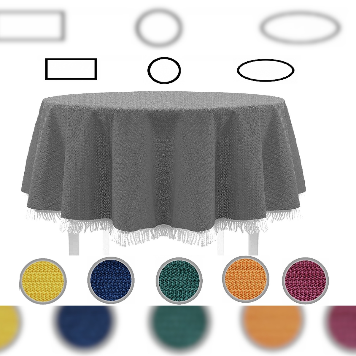 EXKLUSIV HEIMTEXTIL Gartentischdecke mit Fransen Tischdecke rund oval eckig Classic 130 cm rund dunkelgrau Image