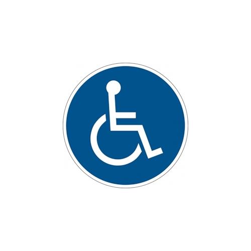Parkplatzschild, Symbol Rollstuhlfahrer (rund) – 50 mm Folie selbstklebend