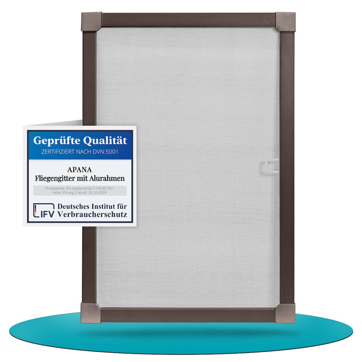 APANA Fliegengitter Insektenschutz Fenster Alu Rahmen nach auf Maß ohne Bohren Bausatz,Farbe:braun (RAL8017),Größe (Breite x Höhe):120 x 140 cm Image