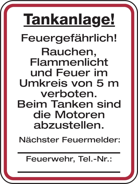 Hinweisschild, Tankanlage zur Selbstbeschriftung, Aluminium, 400 x 300 mm - 300x400x0.6 mm Aluminium geprägt Image