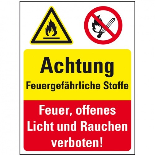 Aufkleber I Sicherheits-Kombischild mit Symbolen, Feuergefährliche..., Folie, 200x300mm Image