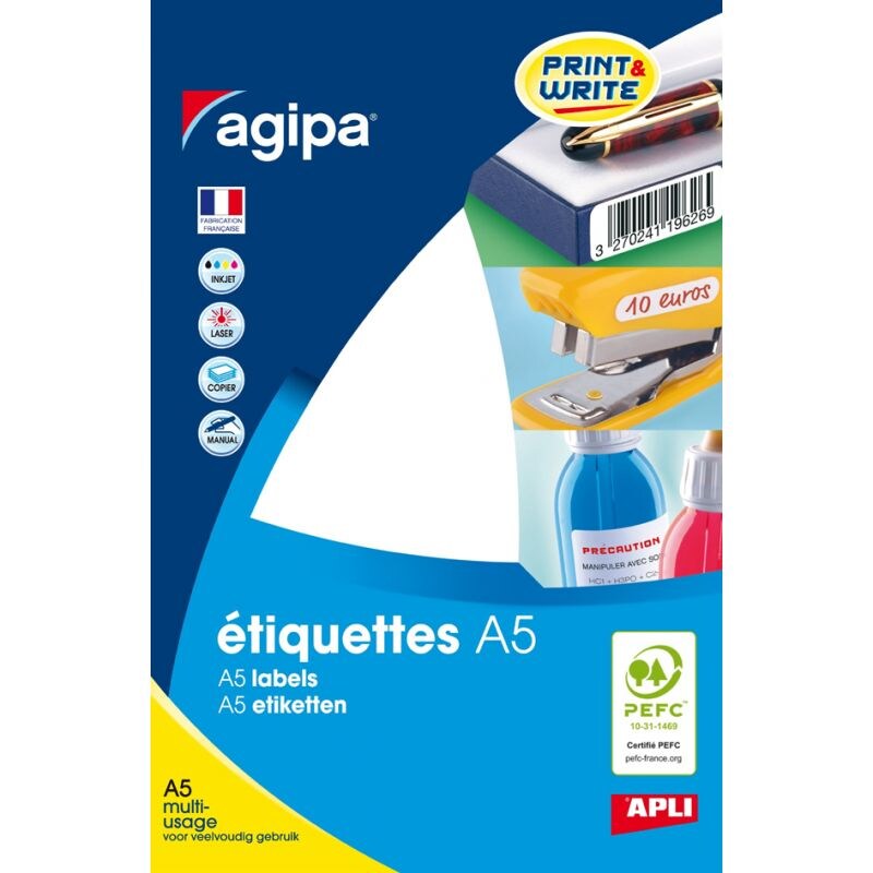 agipa Universal-Etiketten, 12,8 x 38 mm, weiß Image