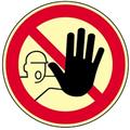 Schild Zutritt für Unbefugte verboten DIN 4844-2, Kunststoff, nachl.,160-mcd, Ø 200 mm