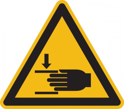 König Werbeanlagen Warnschild, Warnung vor Handverletzungen W024 - ASR A1.3 (DIN EN ISO 7010) - 100 mm Folie selbstklebend Image