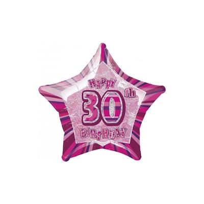 30. Geburtstag Folienballon Stern pink
