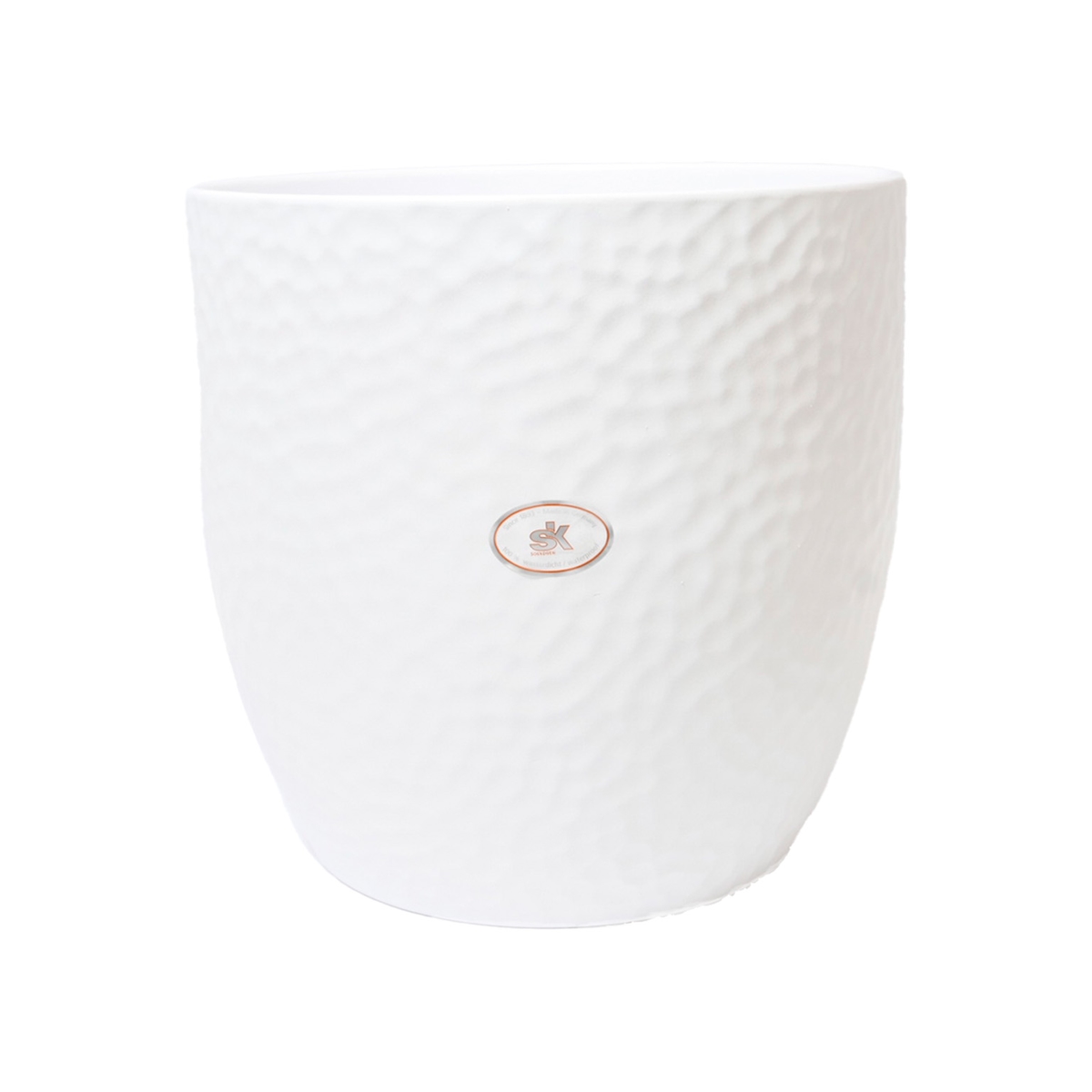 Übertopf Blumentopf -Boston- matt Hammerschlag Relief Optik weiß H 20 x Ø 21 cm Image