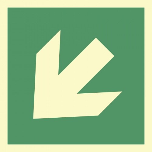 Richtungsangabe schräg, ISO 3864, Alu, langnachleuchtend, 160-mcd, 148x148 mm Image