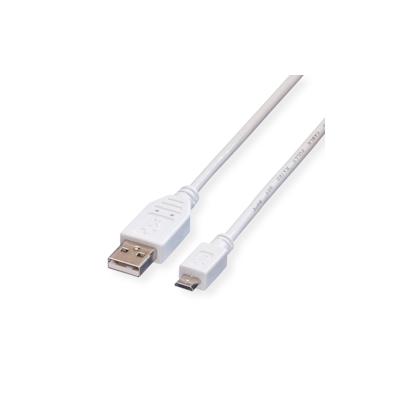 VALUE USB 2.0 Kabel, USB A ST - Micro USB B ST, weiß, 0,15 m