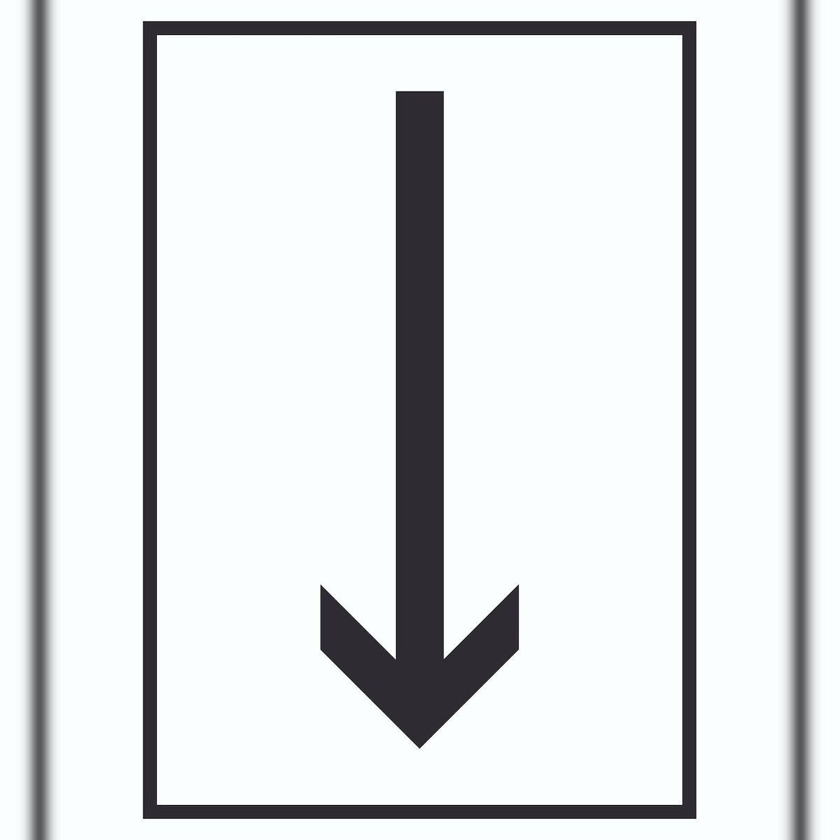 Richtungspfeil runter Schild hochkant schwarz weiss Pfeil A4 Rückseite selbstklebend Image