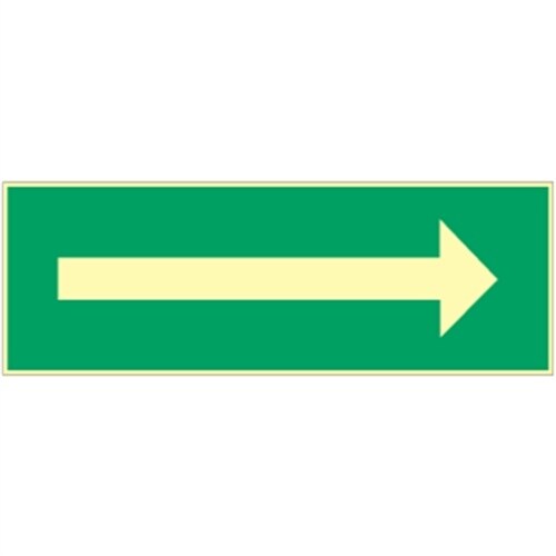 Schild Richtungspfeil für Rettungszeichen, Kunststoff, nachleucht., 160-mcd, 400x200 mm Image