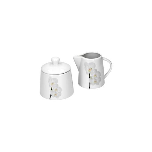 Kaffeeergänzungsset Milchkännchen & Zuckerdose Vanda weiße Orchidee