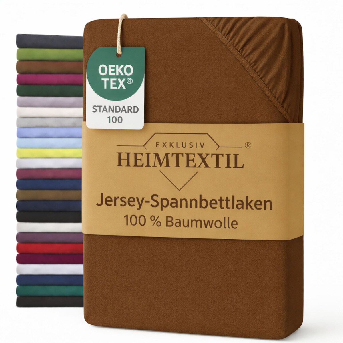 EXKLUSIV HEIMTEXTIL Jersey Spannbettlaken Premium 90 x 200 cm Schokobraun 100% Baumwolle Öko - Tex Zertifiziert Bed-Sheet Bettlaken Spannbetttuch Image