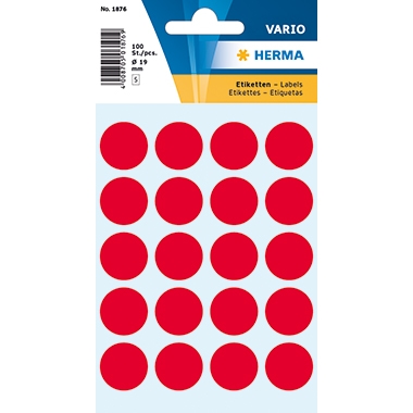 HERMA Markierungspunkt 1876 19mm leuchtrot 100 St./Pack. Image