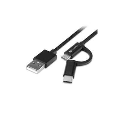 4smarts Micro-USB + USB-C Kabel ComboCord 1m textil schwarz