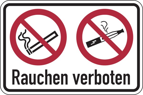 Aufkleber Verbotsschild, Kombischild, Zigarette/E-Zigarette, Rauchen verboten, praxisbewährt - 150 x 100 mm Folie selbstklebend Image