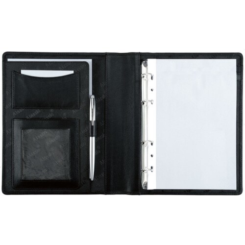 Jüscha Alassio Ringbuchmappe A5 BENACO Lederimitat Arbeitsmappe Auftragsmappe Businessmappe schwarz 30003 Image