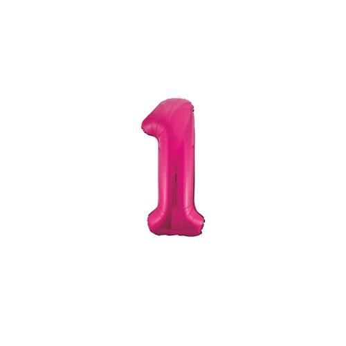 Folienballon Zahl 1 pink