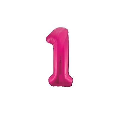 Folienballon Zahl 1 pink