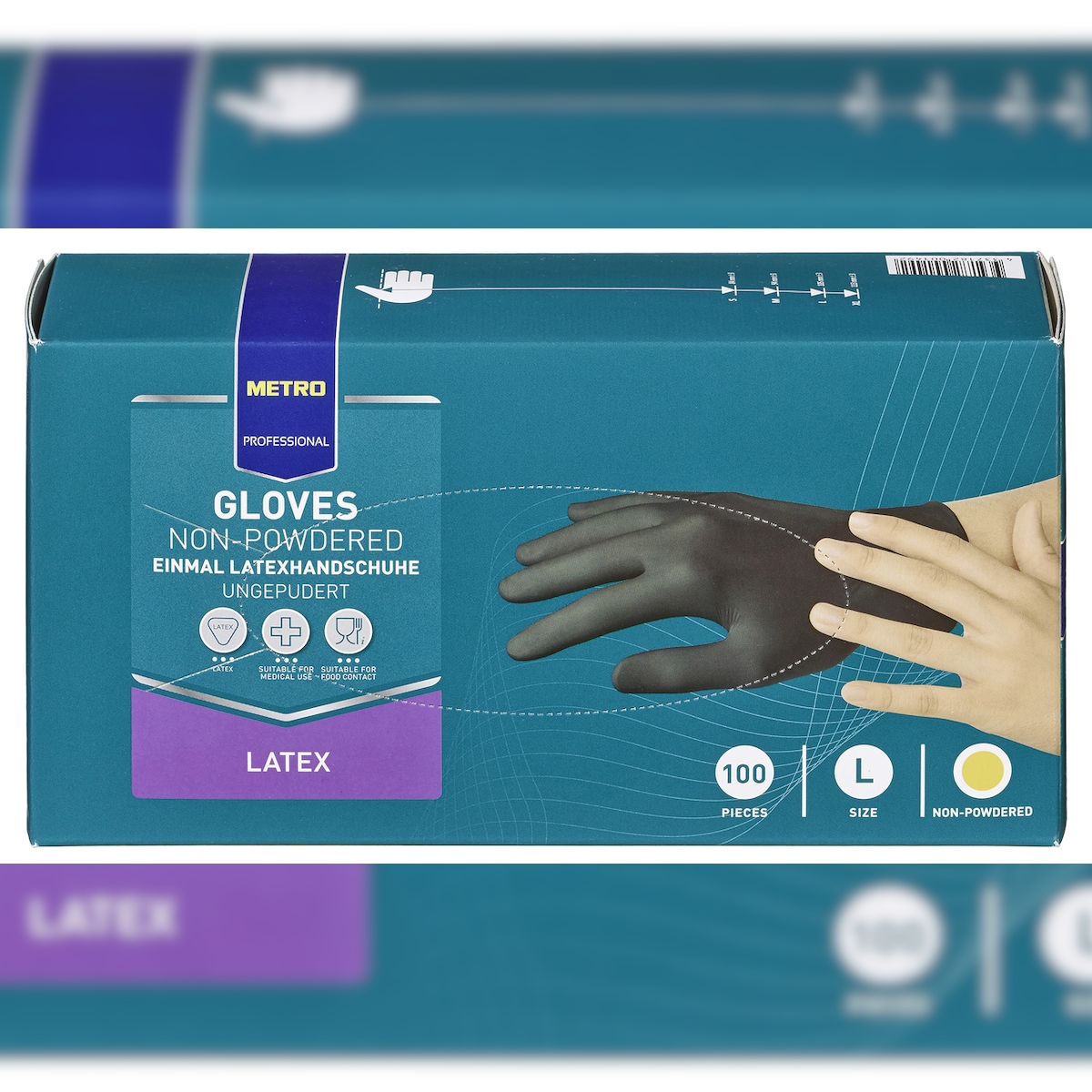 METRO Professional Einmalhandschuhe, Latex, ungepudert, Größe L, schwarz, 100 Stück Image