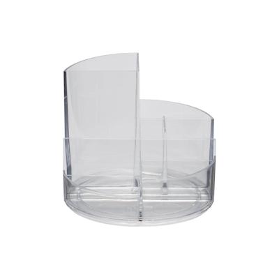 MAUL Rundbox glasklar, 6 Fächer, mit Brief- und Zettelfach, bruchsicherer Kunststoff, Maße: Ø 14 x Höhe 12,5 cm