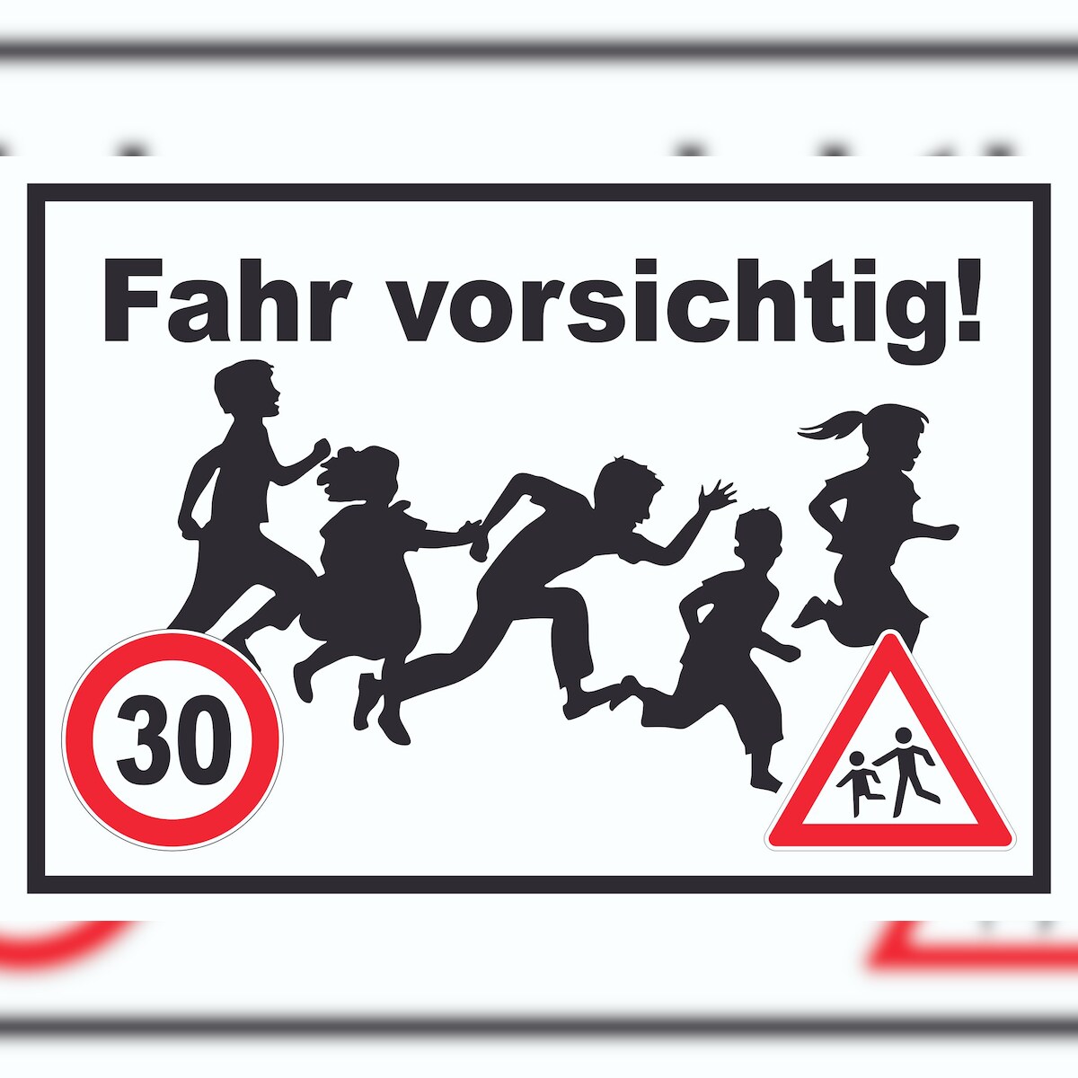 Fahr vorsichtig Schild 30 km/h Schild A4 Rückseite selbstklebend Image