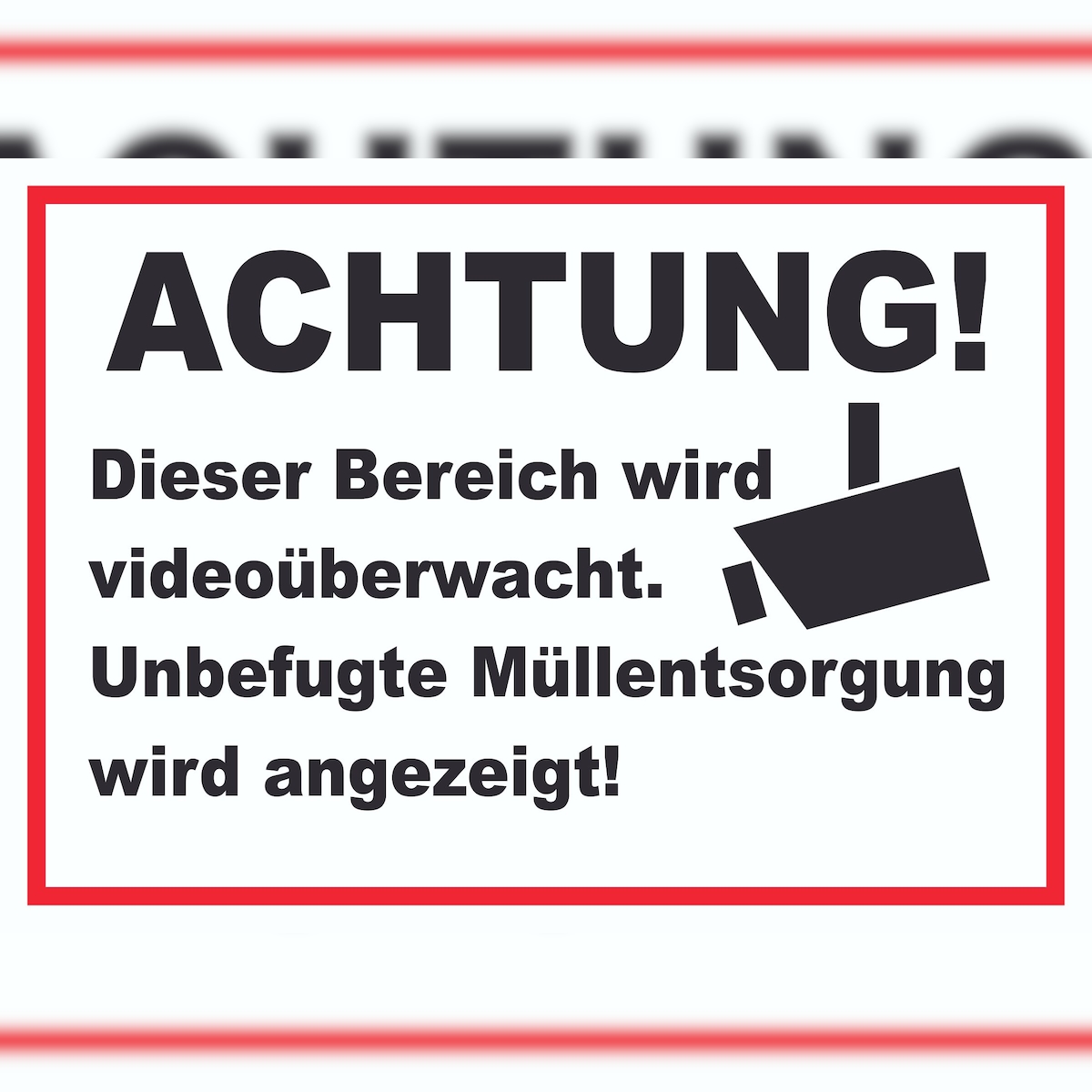 Achtung Videoüberwachung Unbefugte Müllentsorgung wird angezeigt Schild A5 Rückseite selbstklebend Image