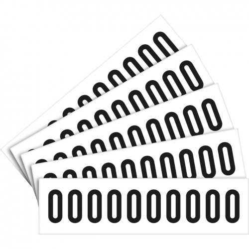 Aufkleber I Ziffer 0, weiß/schwarz, Folie, Schrifthöhe: 30mm, 39x17,7mm, 5 Bogen/VE, 10/Bogen Image
