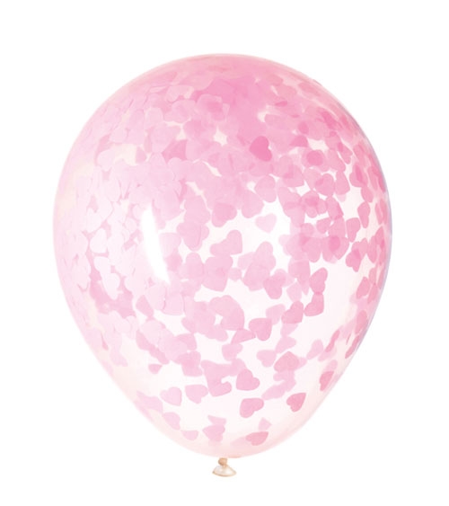 5 Luftballons mit Konfetti Herzen pink Image