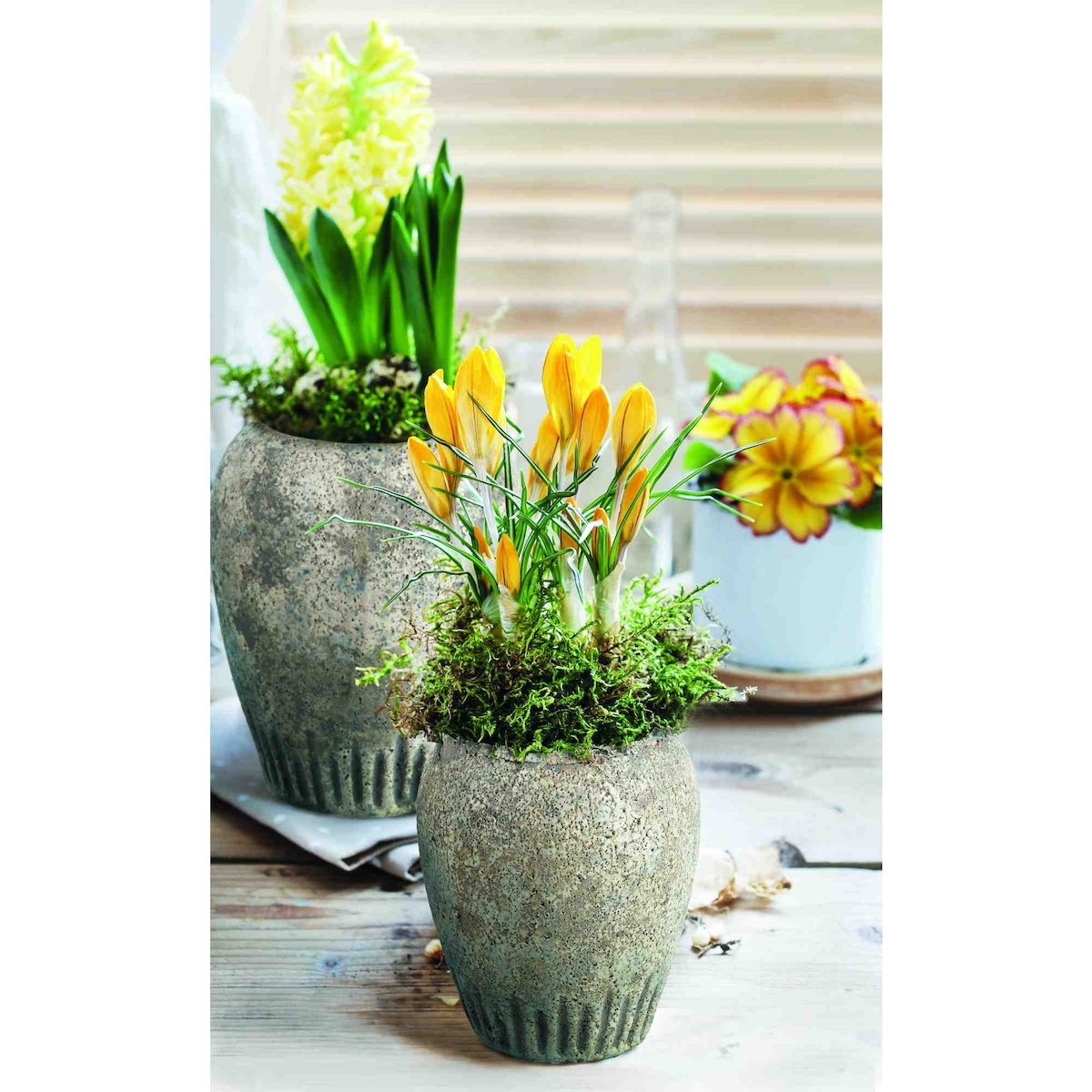B & S Blumenkübel Gartendeko Keramik Vase Amphore Antik Shabby Steinoptik H 23 cm Rund Image