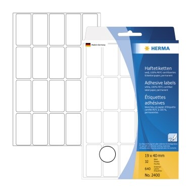 HERMA Vielzwecketikett 2400 19x40mm Papier weiß 640 St./Pack. Image