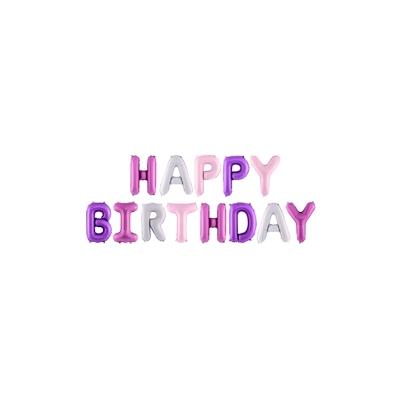 Folienballon Schriftzug Happy Birthday rosa lila