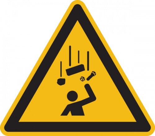 König Werbeanlagen Warnschild, Warnung vor herabfallenden Gegenständen W035 - ASR A1.3 (DIN EN ISO 7010) - 200 mm Folie selbstklebend Image