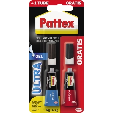 Pattex Sekundenkleber Ultra Gel 9H PSGLB +Flüssig 3g Gratis Image