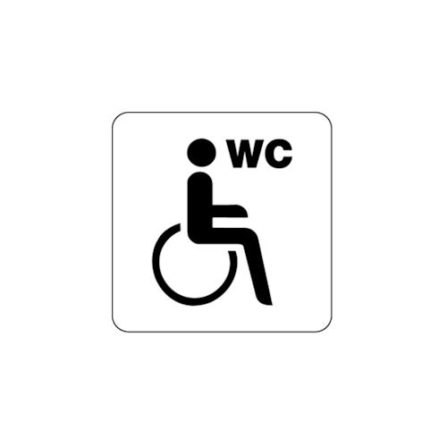 „Aufkleber Piktogramm WC Behinderte/barrierefrei mit Text „“WC““, Folie, 160×160 mm“