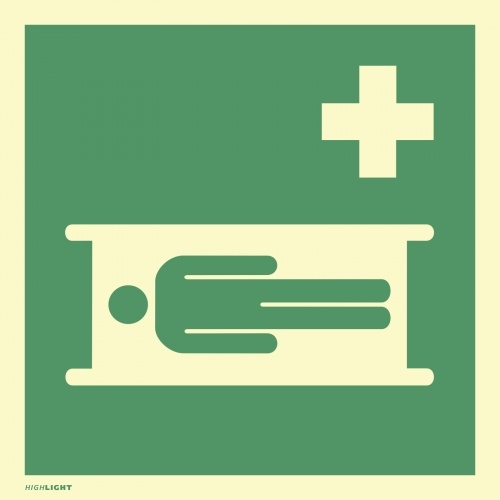 Dreifke® Aufkleber Krankentrage, ISO 7010, Folie, langnachleuchtend, 160-mcd, 200x200 mm Image