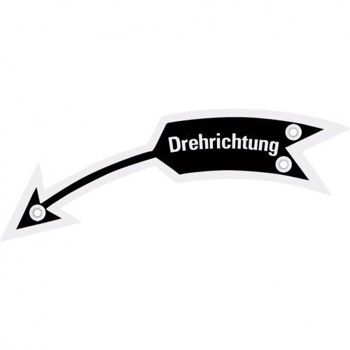 Drehrichtungspfeil, linksweisend, mit Text, schwarz, Aluminium eloxiert, 105x21mm Image