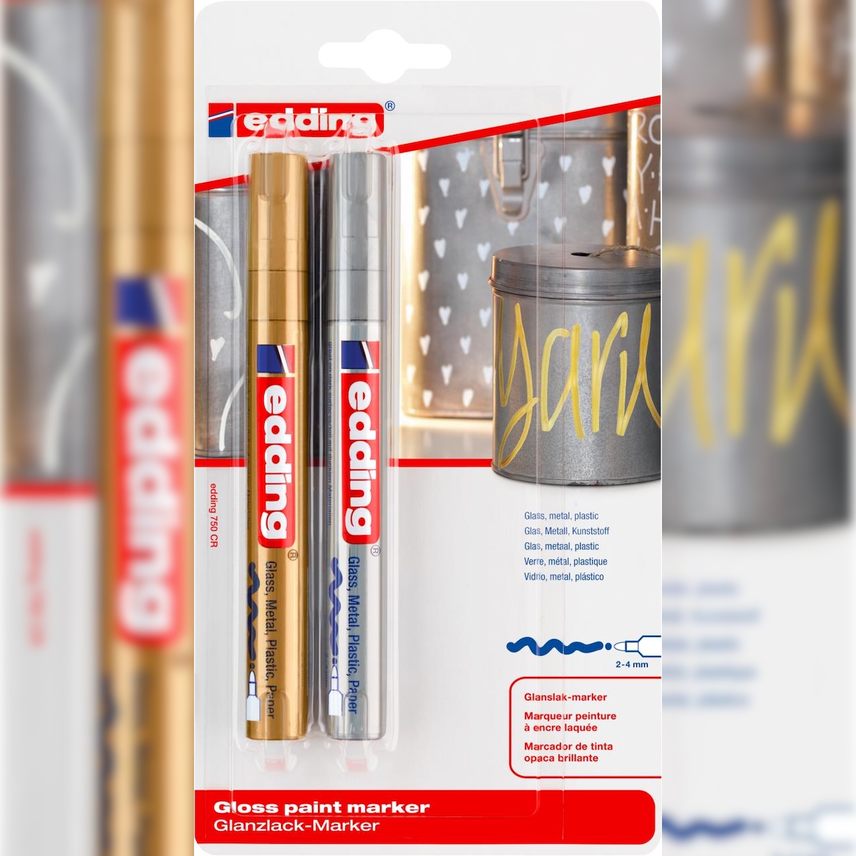 edding 750 Glanzlackmarker sortiert gold, silber (2er Blister) Image