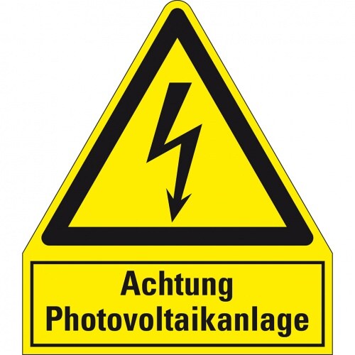 Warn-Kombidreieck Achtung Photovoltaikanlage, praxisbewährt, Kunststoff, 240x210mm, ASR A1.3, DIN EN ISO 7010 W012 Image