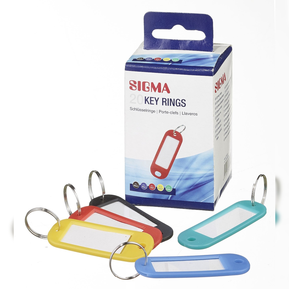 SIGMA Schlüsselanhänger, Polypropylen, 60 mm, mit Etikett, bunt, 20 Stück Image